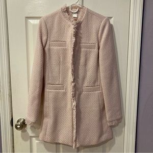 Venus Size 2 Pale Pink Woven Tweed Fringe Trim Coat